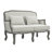 Tania Loveseat with 2 Pillows in Cream and Grey