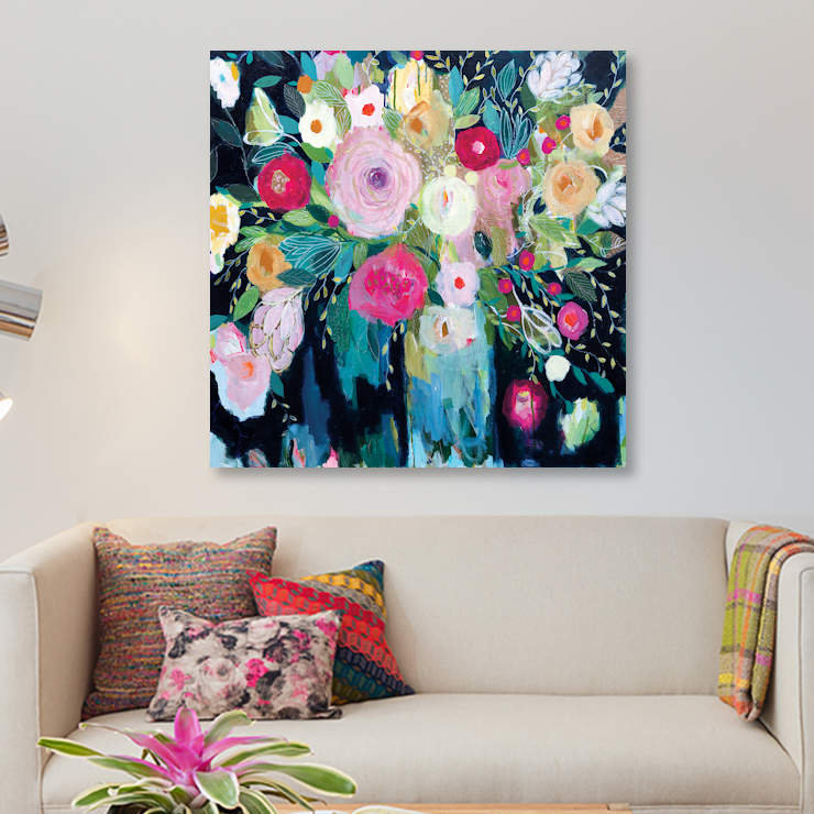 « follow the roses », impression sur toile, H 12 po x l 12 po x P 0,75 po, Toile tendue, Pas de tapis
