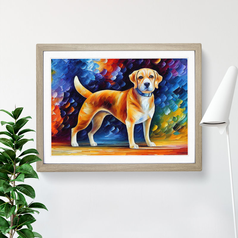 Dog Vol.2 Abstract - Framed Print, 25cm H x 34cm W x 2cm D, Oak