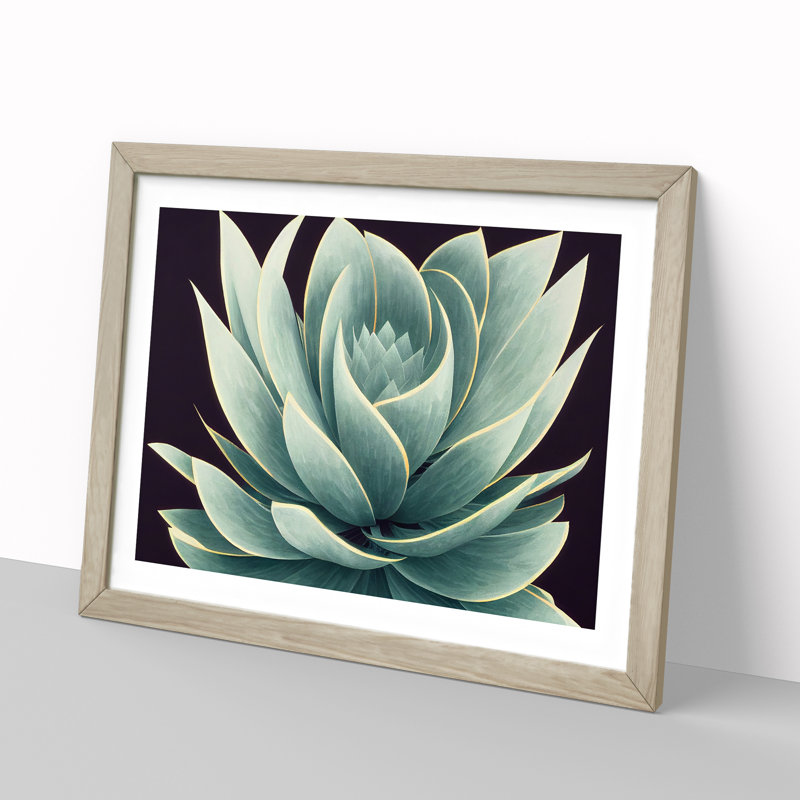 XH1022-7512X Riveting Succulent Plant - Single Picture Frame Painting, 34cm H x 46cm W x 2cm D, Oak
