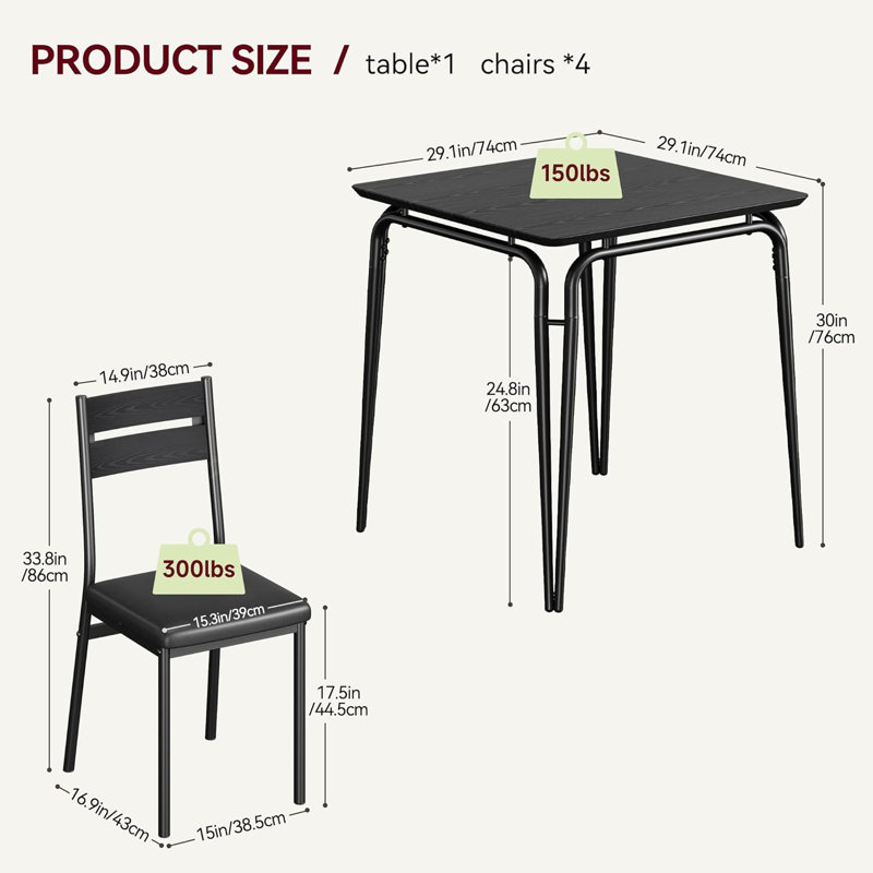 Dining Table for 2, Small Table and Chairs Set of 2, Square Dinette Set for 2, Dinner Table Set, 3 Piece Kitchen & Dining Room Sets for Small Space,(Dining Table with 2 Chairs)