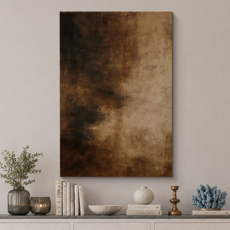 Impression murale sur toile encadrée riche brun foncé et brun doré chaud, H 48 po x l 32 po x P 1,5 po, Toile tendue