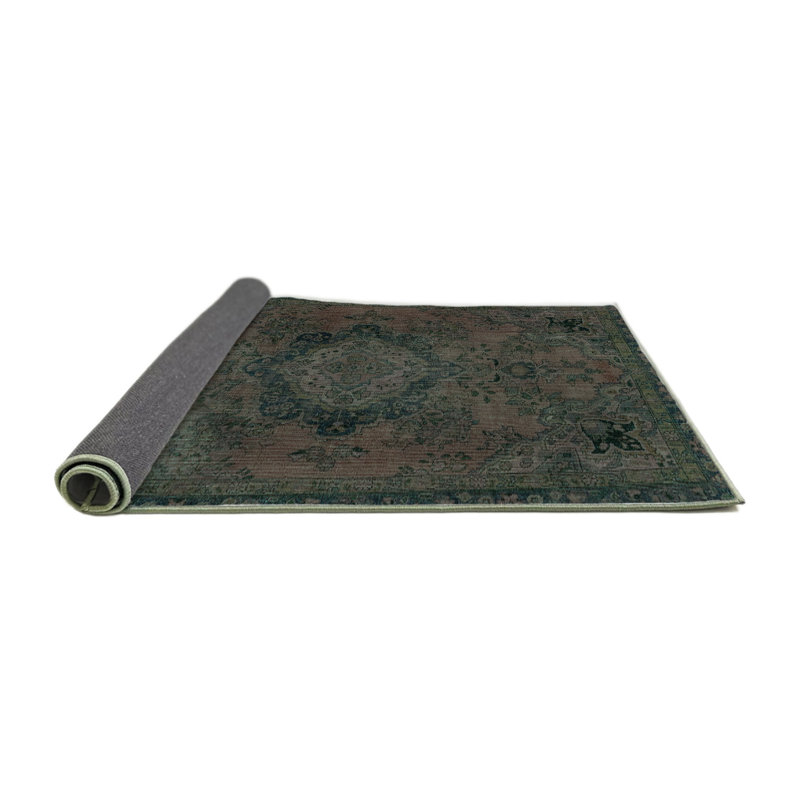 Tapis oriental en laine / polyester tissé à la machine en noir, Rond 3 pi