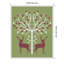 Christmas Des Deer and Heart Tree Pink On Green by Fab Funky Framed Canvas Wall Art Print