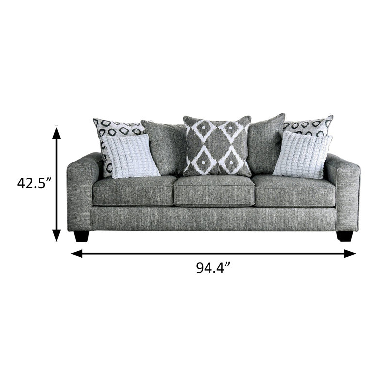 94.4" W Transitional Sofa, Gray