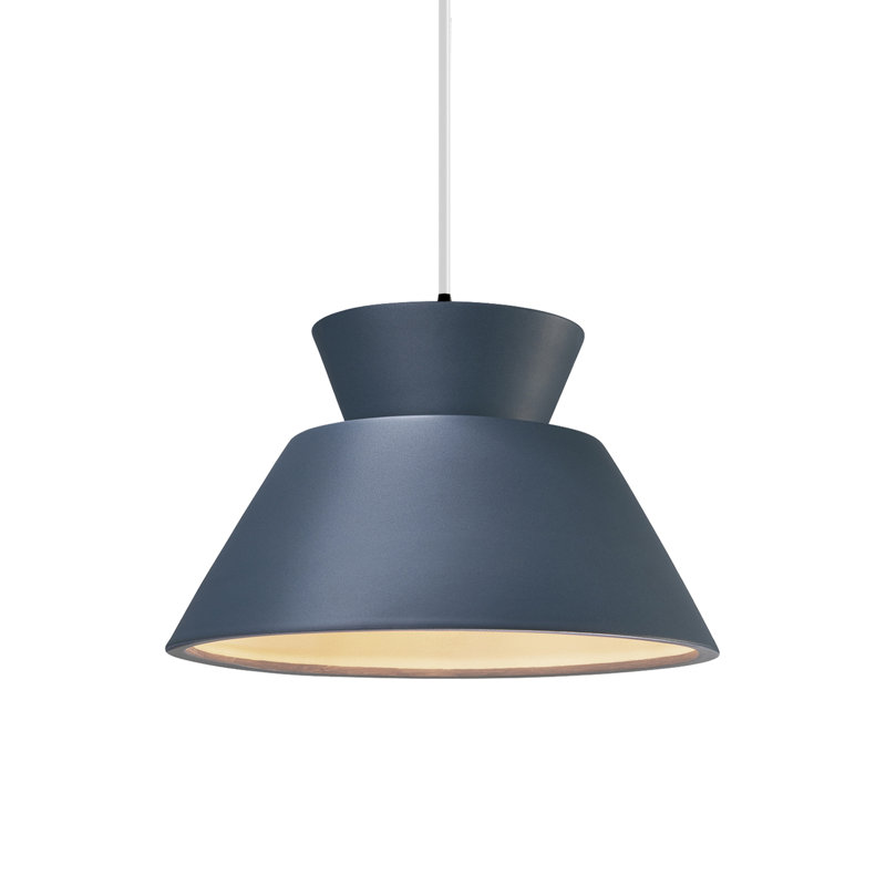 Logan 1 - Light Single Geometric Pendant- White Cord, LED (Integrated), Brushed Nickel, Antique Silver