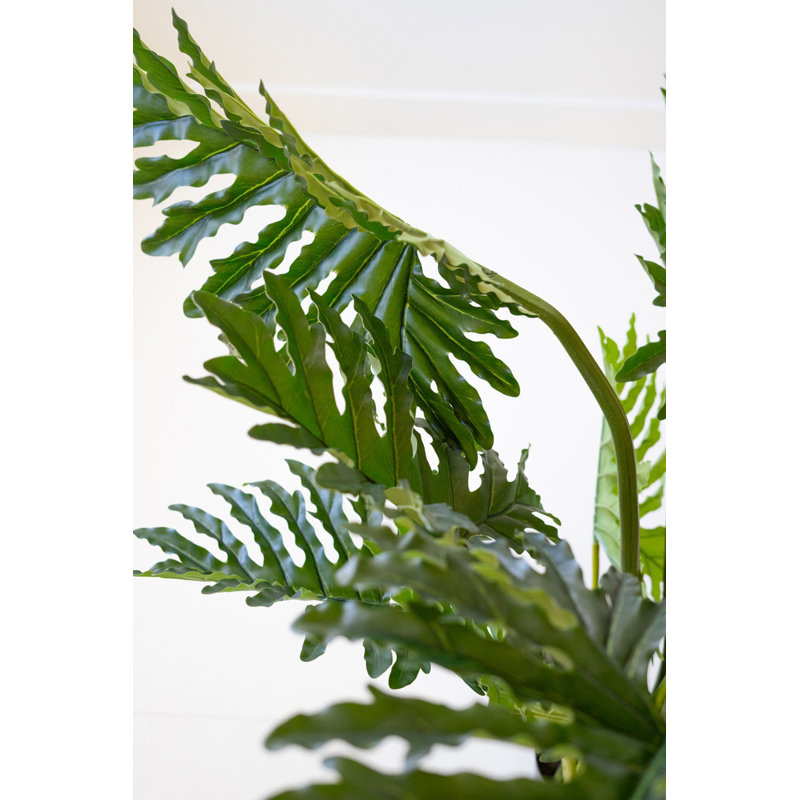  47" Faux Split Leaf Philodendron Plant in Black Pot, Artificial Tropical Floor Plant