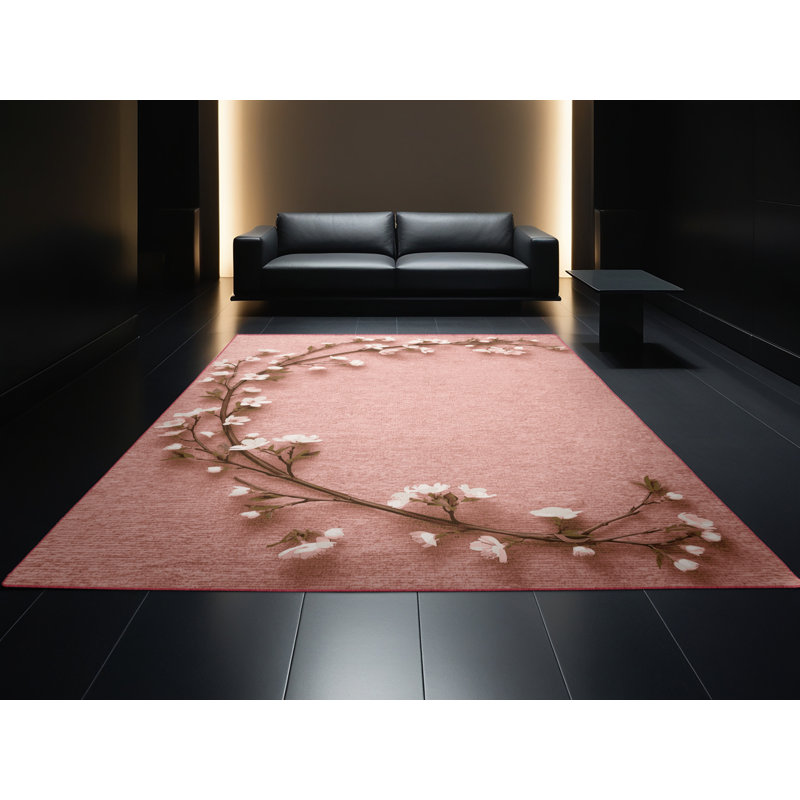 Soft Plush Everitt Easter Modern & Contemporary Abstract Area Rug in Beige – Rose Binding, 5x8