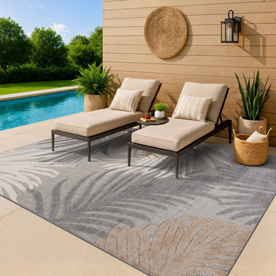 Tapis d'intérieur et d'extérieur à motif floral Hernandez