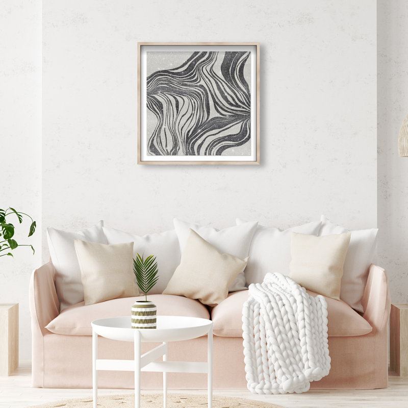 Emotional II Shadowbox Abstract Print by Oliver Gal, Black Frame, 12 x 12, 31.5"H x 31.5"W, Natural Oak Shadowbox