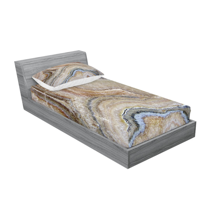 Drap-housse et coussin décoratif Ambesonne, Ensemble de draps pour lit simple + 3 pièces supp