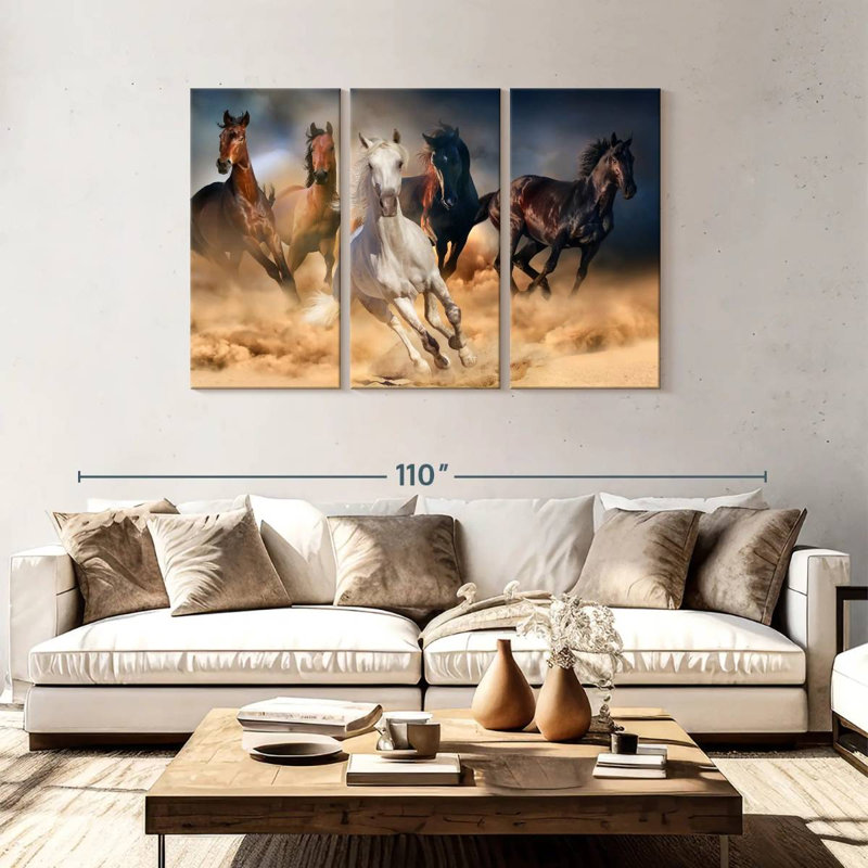 Brampt Sprinting Arab Horses, 48" H x 74" W
