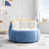 Bleu + blanc + fausse fourrure jaune