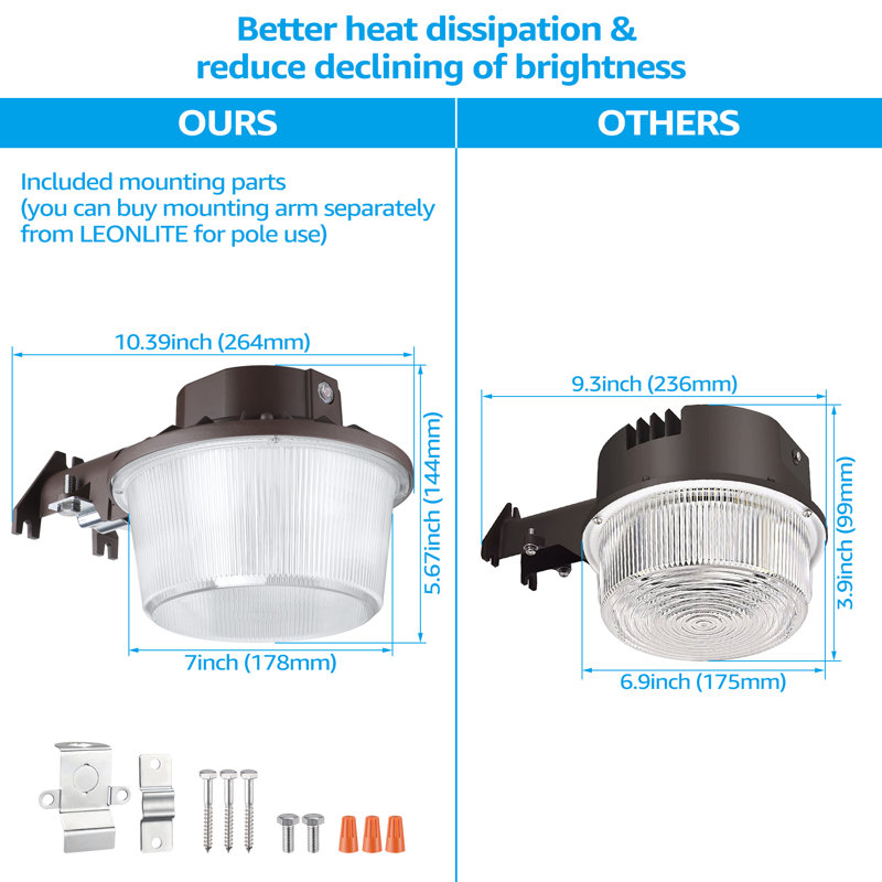 3cct Led Barn Light, 50w Dusk To Dawn Area Lights, 100-277v Outdoor Security Flood Lighting, Bronze