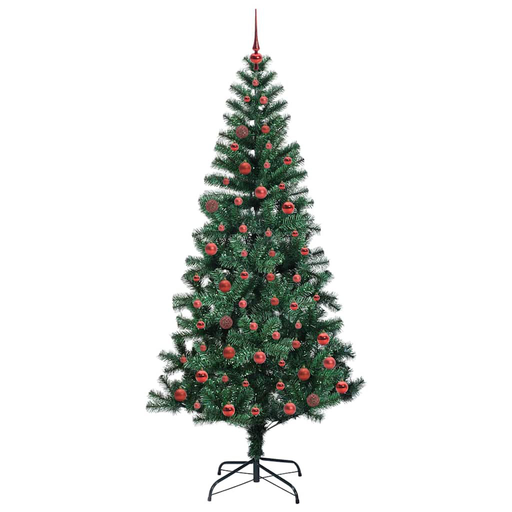 vidaXL Artificial Pre-lit Christmas Tree Green PVC and Metal
