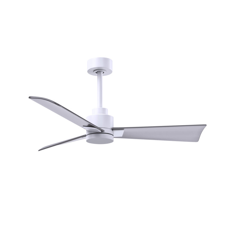 Alessandra Outdoor Downrod Ceiling Fan, Matte White, Brushed Nickel