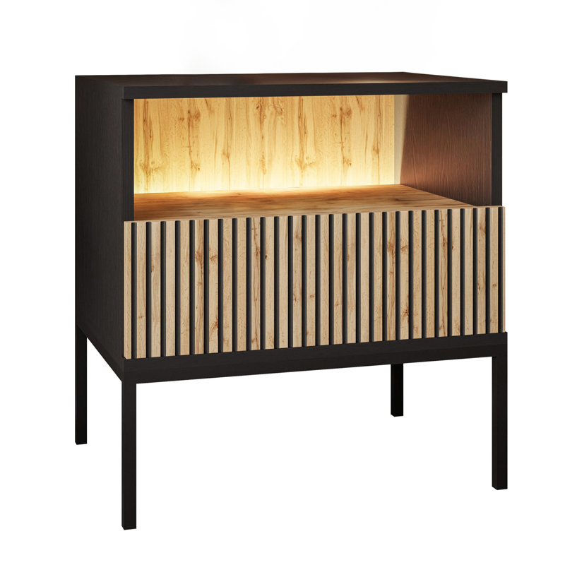 Eclipse S54 Bedside Table With Lighting Oak