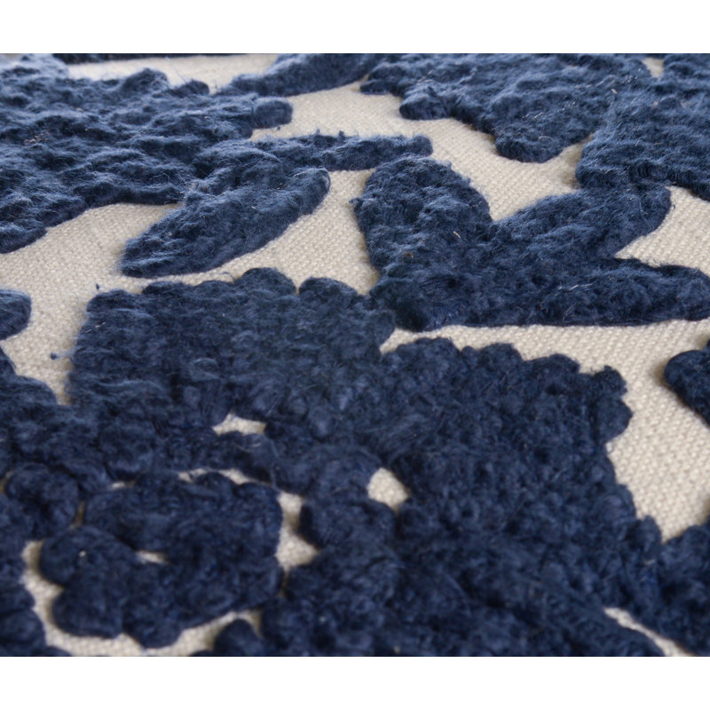 Coussin 100% coton, Naturel / bleu, Mélange de duvet