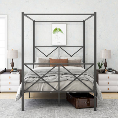 Black Metal Canopy Bed Frame Full Size. Build. Silent Sleep Experience. Abundant Under Storage Options. Simple Assembly Process. 12 . Holds 400 - 600Lbs Platform With X Shaped Frame. Strong &