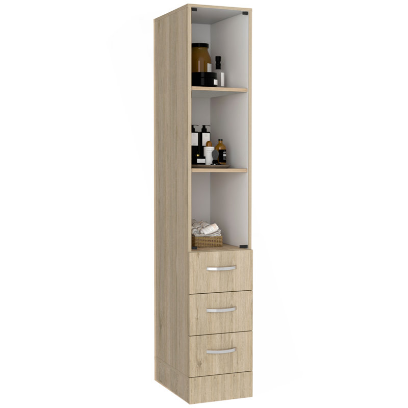 Linen Cabinet, Three Shelves, Four Drawers