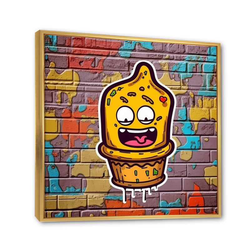 Graffiti Bucket II sur toile, Cadre flottant doré, H 24 po x l 24 po x P 1 po