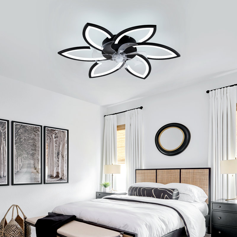 Flower-shaped Led Ceiling Fan With Remote, 30.7" Wide