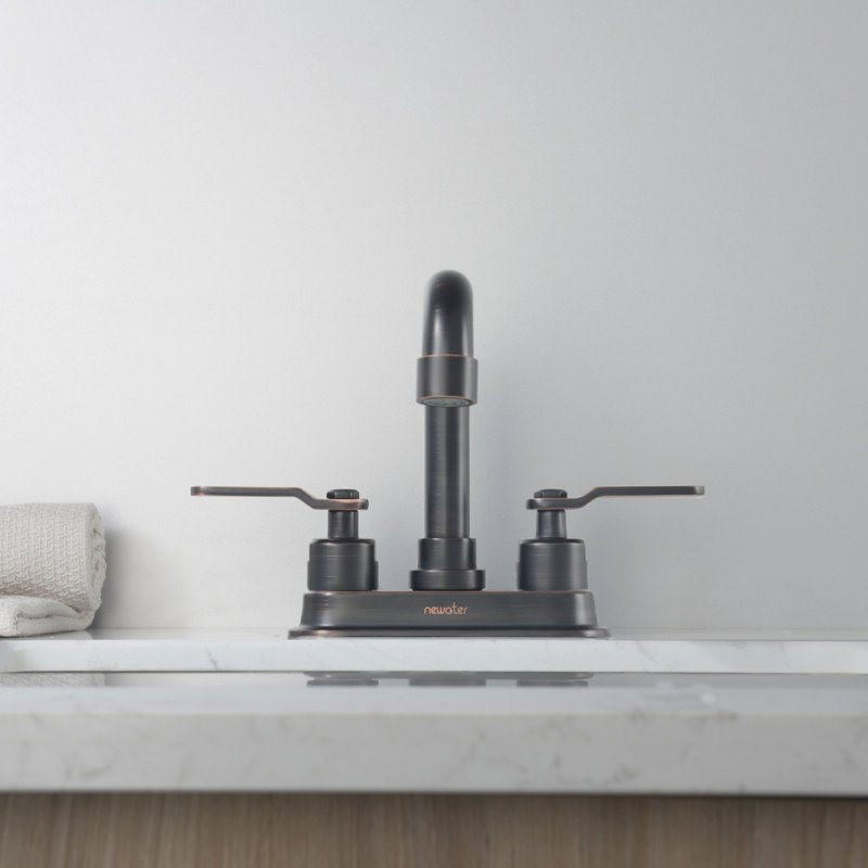 Robinet pour salle de bain à 2 poignées avec ensemble de drain Centreset, Bronze huilé