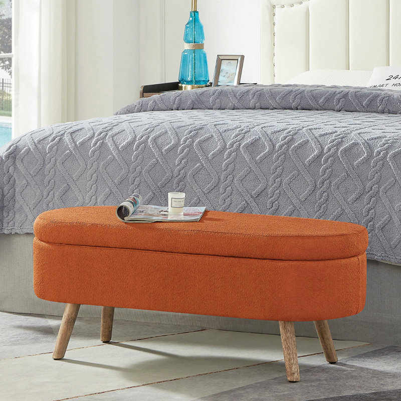 Banc de rangement avec repose-pieds ovale Luxury, Orange, Orange