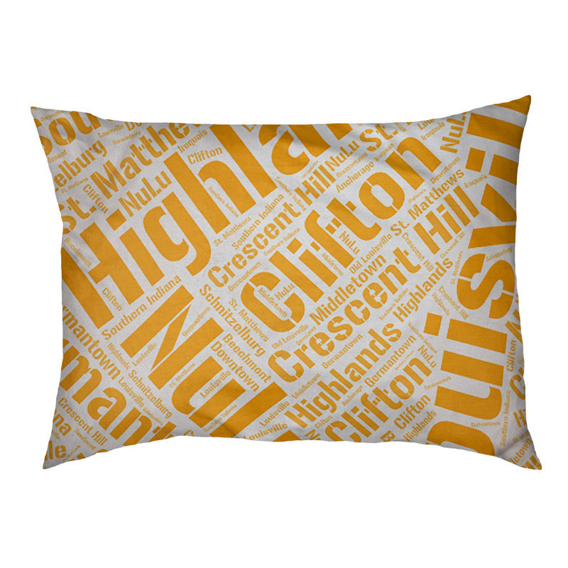 Coussin de chien « districts », Moyen (H 9,5 po x l 28 po x P 18 po), Orange, Louisville