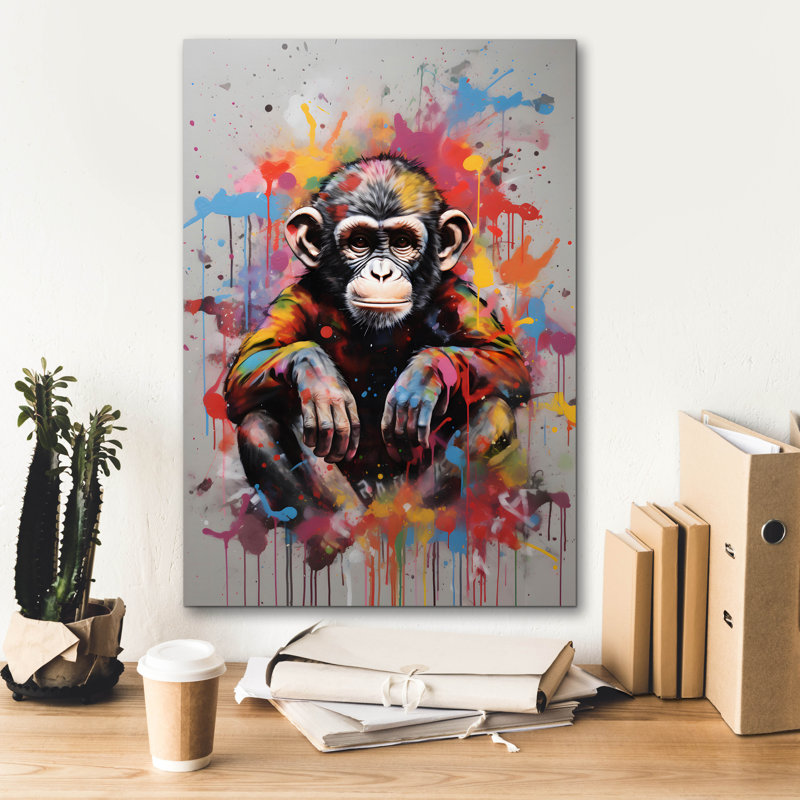 Toile épique Graffiti «Colorful Monkey» par Andreas Magnusson, 18 po x 26 po, H 26 po x l 18 po x P 0,75 po