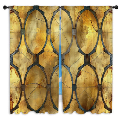 Tessellation pattern Window Curtains  Wall feature Antique finish Drapes - 2 Panels