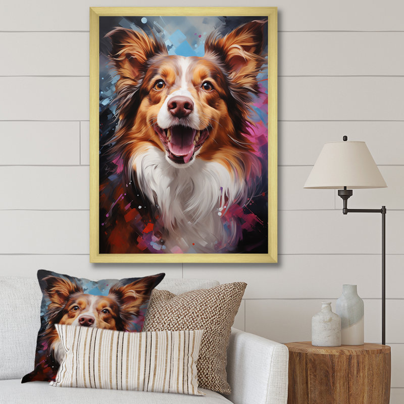 Papillon prance sur toile, Cadre doré simple, H 40 po x l 30 po x P 1,5 po