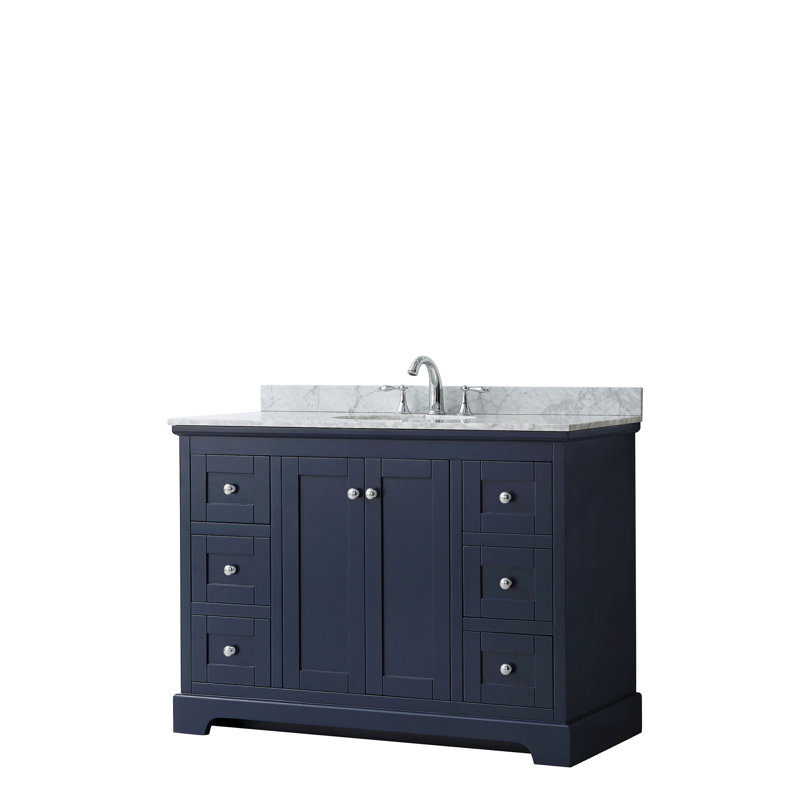 Ensemble de meuble-lavabo simple 48 po Avery, Bleu foncé, Chrome poli