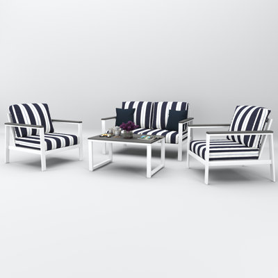 Townsend 4 Person Seating Group With Sunbrella Cushions by Birch Lane