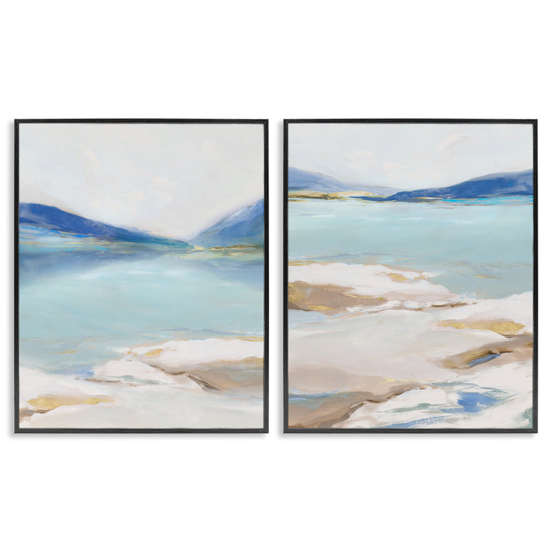 Ensemble de 2 giclées encadrées Cerulean Vista Landscape, par Ian C., H 14 po x l 11 po, Giclée encadrée noir minuit