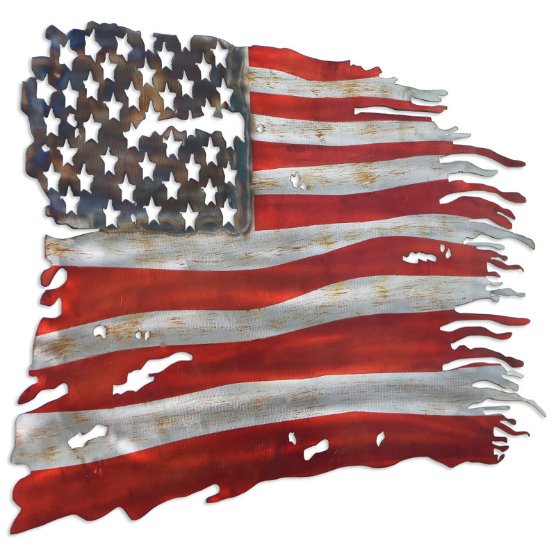 Flag Hand Painted Etched Metal Wall Art
