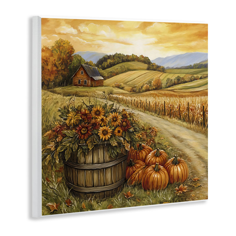 Plaque murale citrouille ferme et tournesols, design Creative Studio