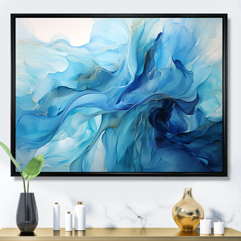 «Oceanic Rhapsody II - Abstract Landscape», impressions d'art mural_105678, Cadre flottant noir, H 30 po x l 40 po x P 1,5 po