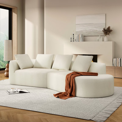 Canapé modulaire courbé de 116 po avec éponge et méridienne haute densité entièrement compressés de 116 po, revêtement perlé, ensemble de 2 pièces, faisant face à la droite entièrement assemblé, parfait pour le salon ou le salon