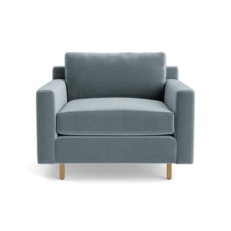 Hunter Chair No Welt, Performance Velvet - Harbor, Brushed Brass