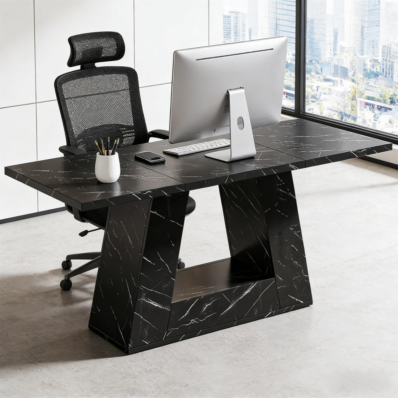 Bureau spacieux (sans tabourets), Noir, Black