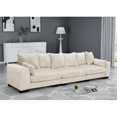 142.5" 3 Piece Compression Corduroy Large Sofa