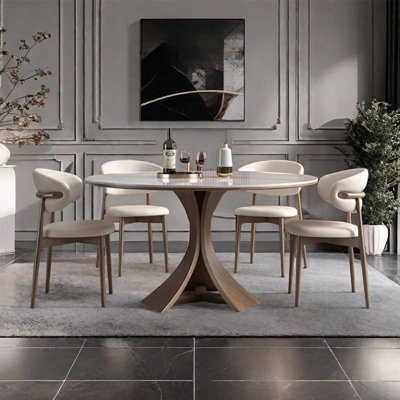 European minimalist round dining table set