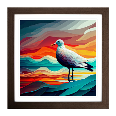 Seagull Colour Field - Single Picture Frame Print on Wood