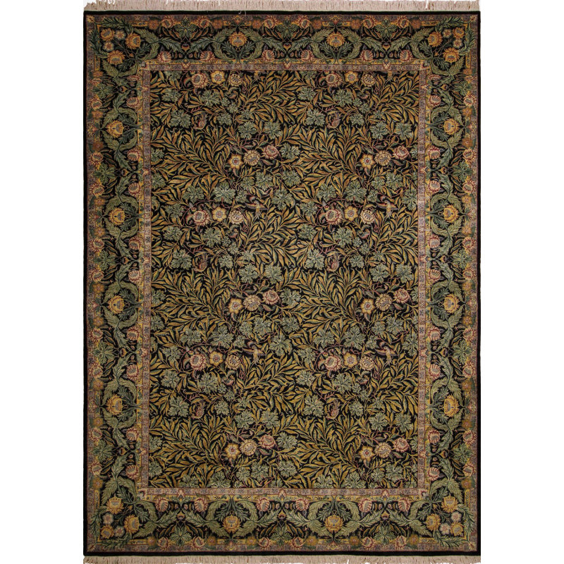 Tapis de la surface en laine 10 pi x 14 po one-of-kind noué la brown Aceves