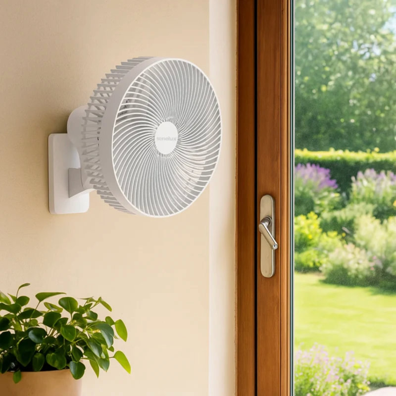Senelux 10 Inch Wall Mounted Fan with Optional Remote Control and Four Selectable Windspeeds