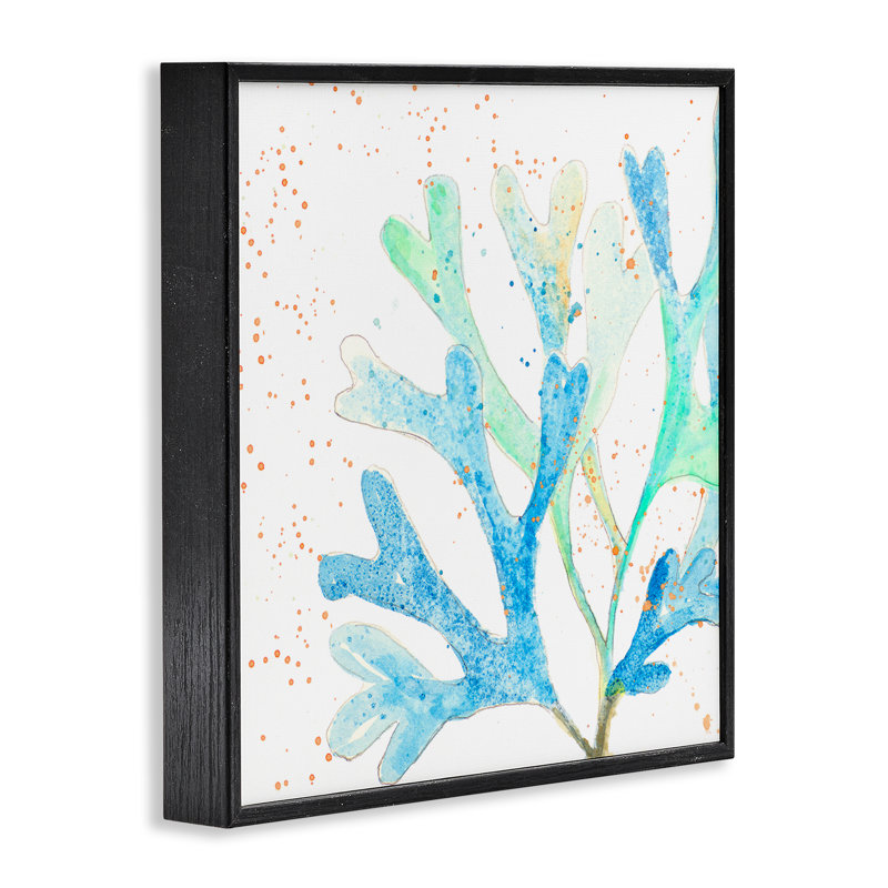 Giclée moderne bleue par Patricia Pinto, Giclée encadrée noir minuit, H 17 po x l 17 po