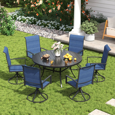 Ensemble repas extérieur pour 6 personnes avec chaise pivotante