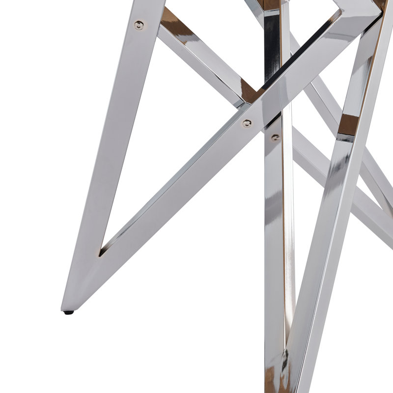 Table de salle à manger ronde moderne, en MDF et en métal argenté, taille compacte pour les petits espaces