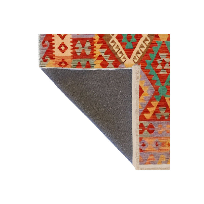 Tapis orange lavable à motif traditionnel multicolore à motif orange, Tapis de couloir 3 pi 3 po x 9 pi 10 po